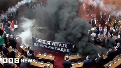 Chaos, as deputies throwing smoke grenades in Parliament